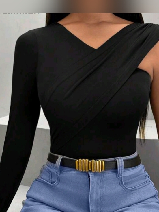 SHEIN Tops - One-Shoulder Wrap Sleeve Top
